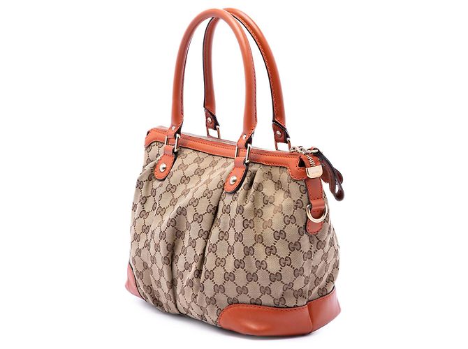 Borsa Satchel Gucci Beige GG Canvas Sukey - vista 2