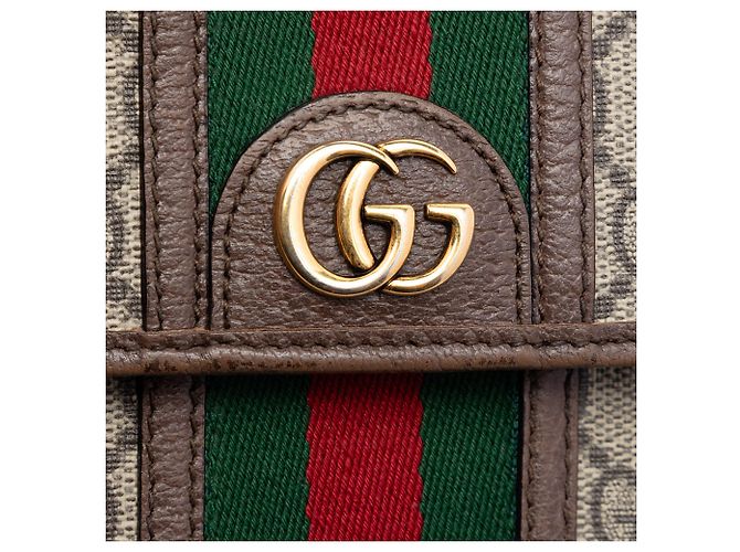 Gucci Mini Borsa a Tracolla Ophidia Web in GG Supreme Beige - vista 5