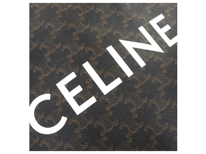 Céline Celine Cabas Vertical Small Triomphe de lona revestida marrón Castaño Marrón oscuro - vista 5