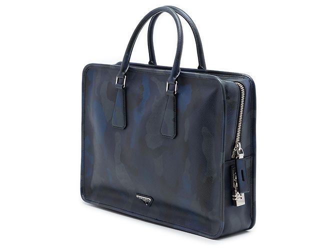 Borsetta Prada Blue Saffiano con stampa camouflage - vista 2