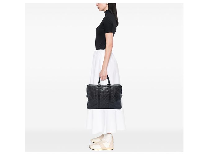 Borsa Business Gucci con Stampa GG Nera Nero - vista 7