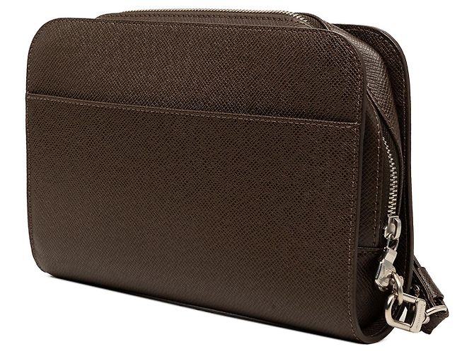 Louis Vuitton Brown Taiga Pochette Baikal Marrone Marrone scuro - vista 2