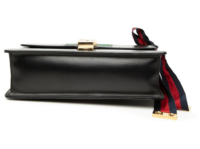 Bolso Satchel Gucci Sylvie Small de piel de becerro negra con Web Negro - vista 3