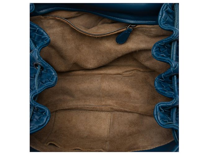 Borsa a tracolla con patta Bottega Veneta in Nappa Intrecciato blu - vista 4