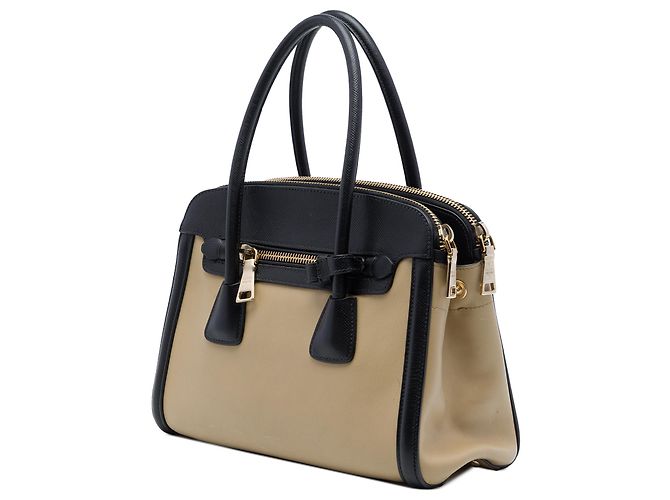 Borsa Tote Convertibile Prada in Nappa con Rifiniture in Saffiano Beige - vista 2
