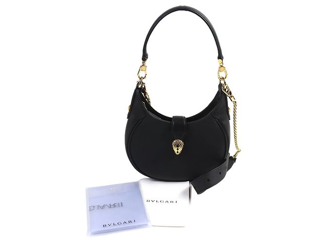 Bulgari Bvlgari Serpenti Ellipse Satchel aus Leder, Schwarz, Medium - Ansicht 12