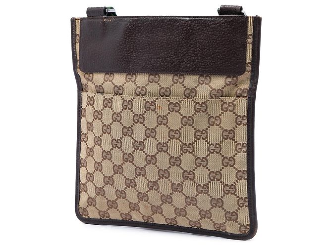 Borsa a tracolla Gucci in tela GG beige con banda Web - vista 2