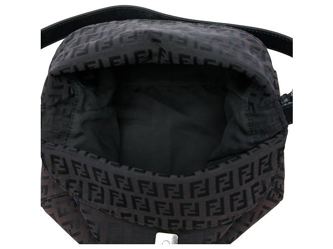 Fendi Brown Zucchino Canvas Double Flap Mamma Marrone Marrone scuro - vista 4