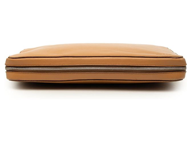Borsa da lavoro Prada in pelle marrone Cammello - vista 3