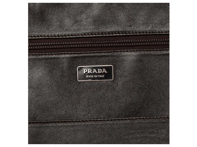 Borsa da lavoro Prada in pelle marrone Cammello - vista 5