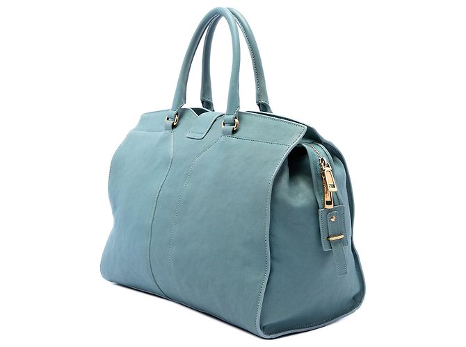 Saint Laurent Cabas Chyc Satchel in pelle blu Large Blu chiaro - vista 2
