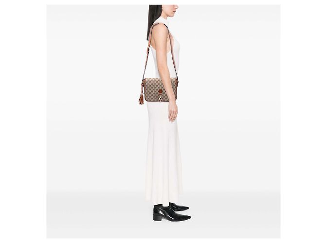 Borsa a tracolla Gucci Marrakech in tela GG beige - vista 6