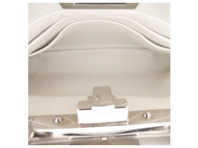Borsa Satchel Fendi Peekaboo Iconic in vitello bianco con micro borchie Bianco sporco - vista 4