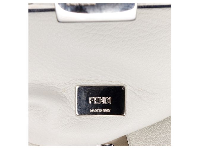 Borsa Satchel Fendi Peekaboo Iconic in vitello bianco con micro borchie Bianco sporco - vista 5