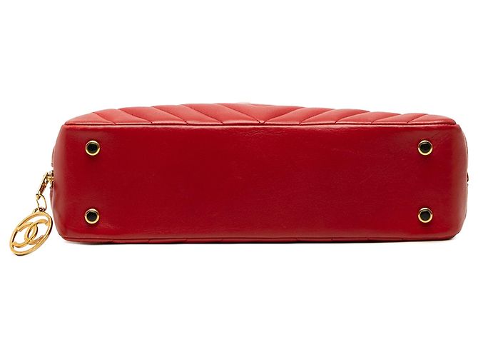 Borsa a tracolla Chanel Red CC Chevron in pelle d'agnello Rosso - vista 3