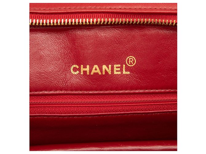 Borsa a tracolla Chanel Red CC Chevron in pelle d'agnello Rosso - vista 5