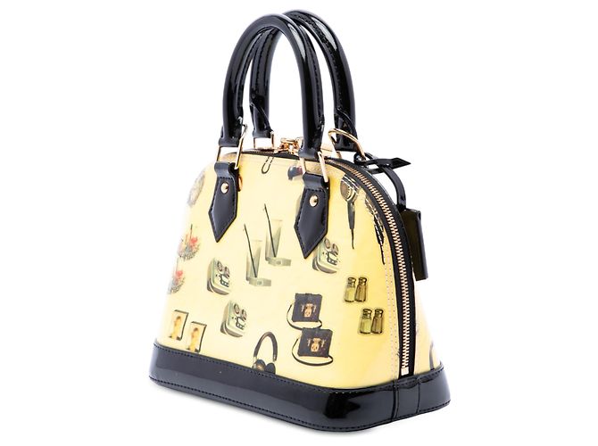 Louis Vuitton Yellow Monogram Vernis Stickers Alma BB Giallo - vista 2