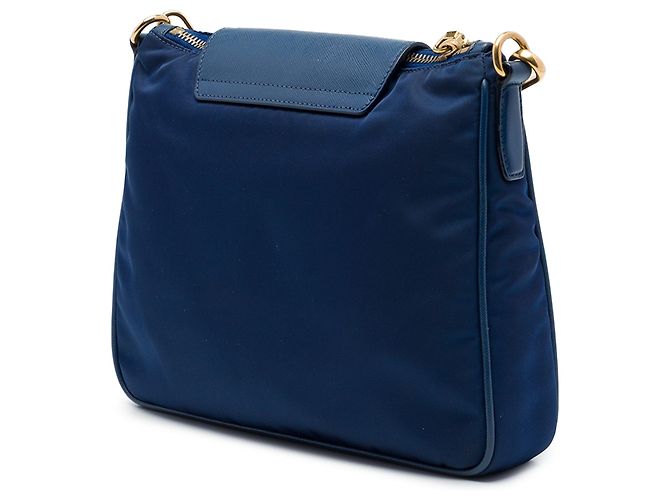 Borsa a tracolla Prada in Tessuto con rifiniture in Saffiano blu Blu navy - vista 2