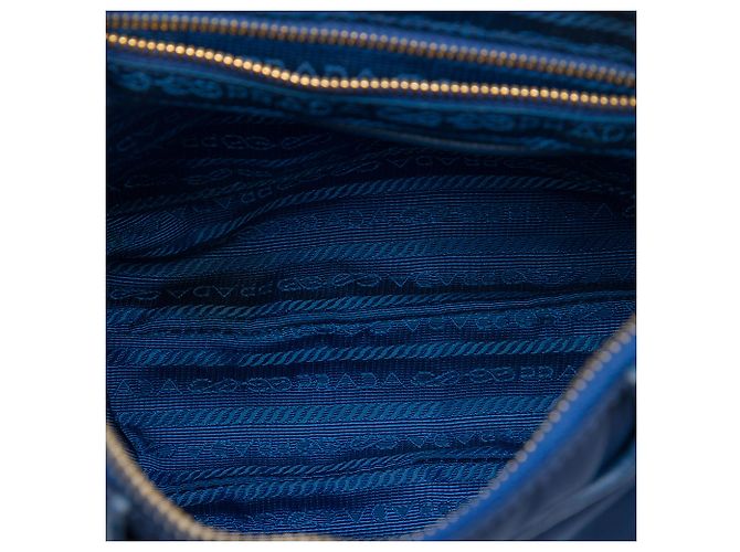 Borsa a tracolla Prada in Tessuto con rifiniture in Saffiano blu Blu navy - vista 4