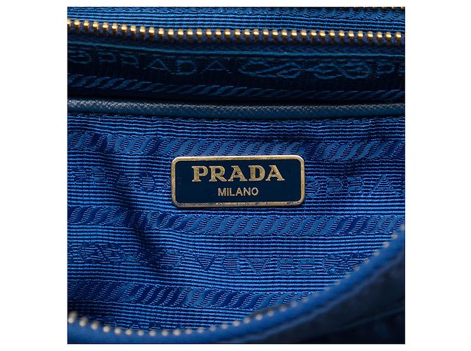 Borsa a tracolla Prada in Tessuto con rifiniture in Saffiano blu Blu navy - vista 5