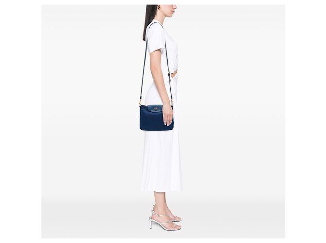 Borsa a tracolla Prada in Tessuto con rifiniture in Saffiano blu Blu navy - vista 6