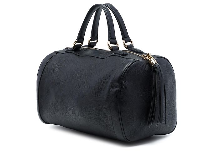 Borsa Gucci Soho Boston Media in pelle di vitello martellata nera Nero - vista 2