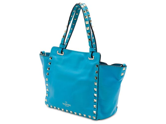 Borsa Satchel Trapeze Rockstud in pelle blu mini Valentino Blu chiaro - vista 2