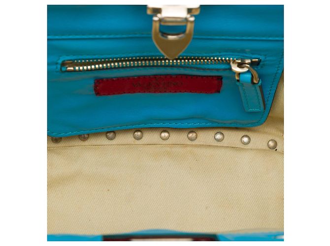 Borsa Satchel Trapeze Rockstud in pelle blu mini Valentino Blu chiaro - vista 4