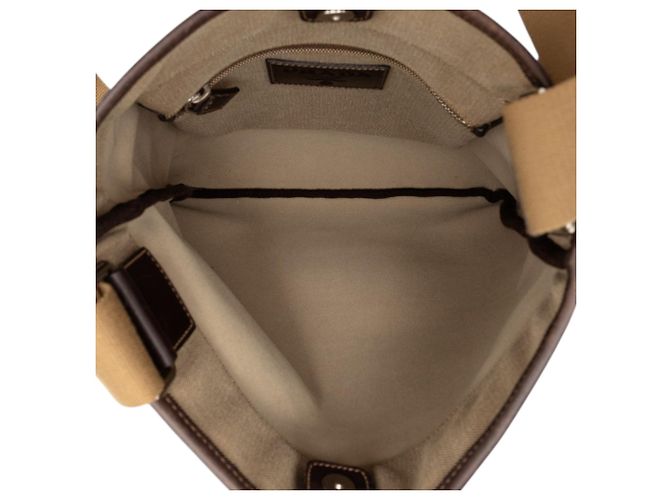 Prada Borsa a tracolla in tela Canapa beige con logo - vista 4