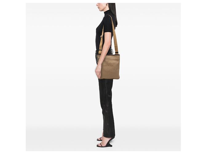 Prada Borsa a tracolla in tela Canapa beige con logo - vista 6