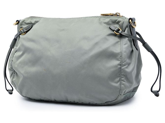 Borsa a tracolla Prada in Tessuto con rifiniture in Saffiano grigio e chiusura a zip Marrone - vista 2