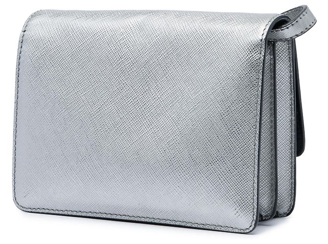 Prada Silver Saffiano Geldbörse mit Riemen Silber - Ansicht 2