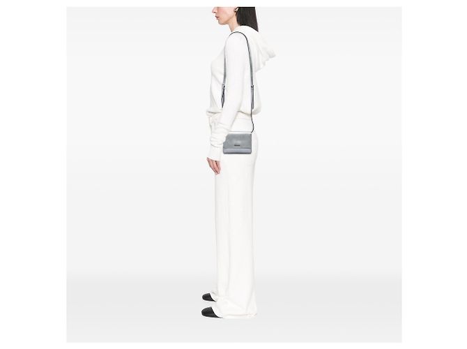 Prada Silver Saffiano Geldbörse mit Riemen Silber - Ansicht 5