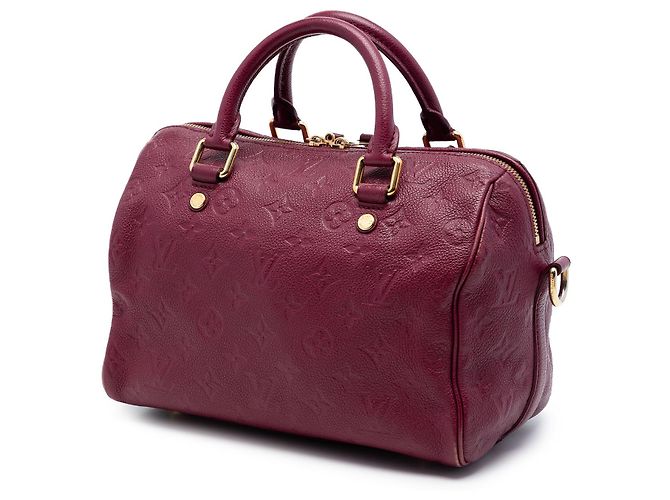 Louis Vuitton Red Monogram Empreinte Speedy Bandouliere 25 Rosso Bordò - vista 2