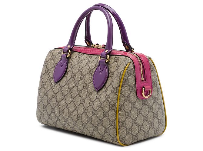 Borsa Boston Gucci Beige Limited Edition Small Multicolor GG Supreme Viola scuro - vista 2