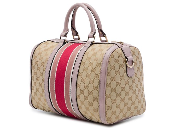 Borsa Boston Gucci Beige Medium GG Canvas Web Joy - vista 2