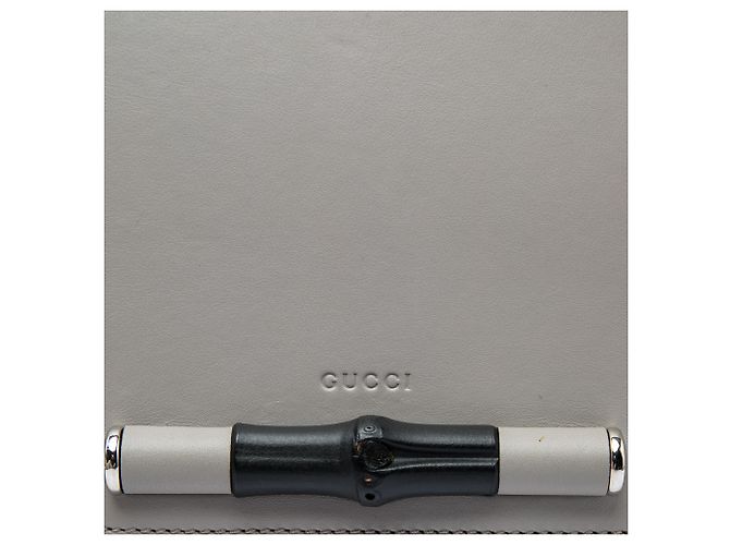 Clutch Lady Bamboo Gucci in pelle di vitello grigia Marrone - vista 5