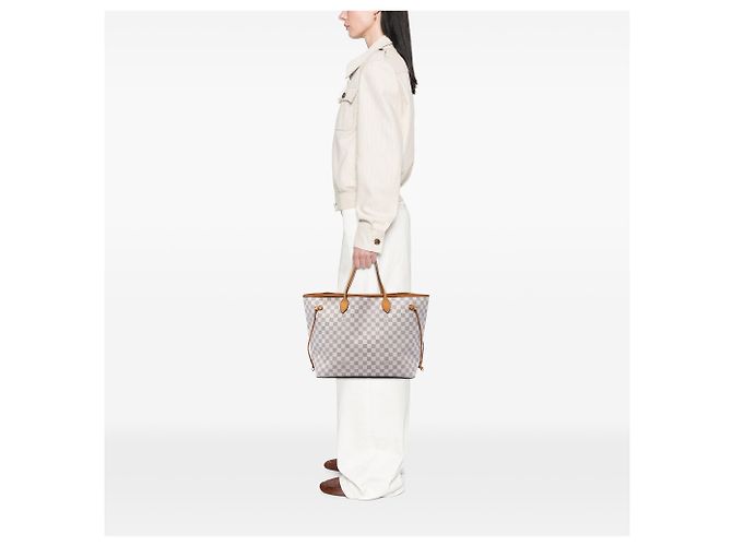 Louis Vuitton White Damier Azur Neverfull GM Bianco - vista 5