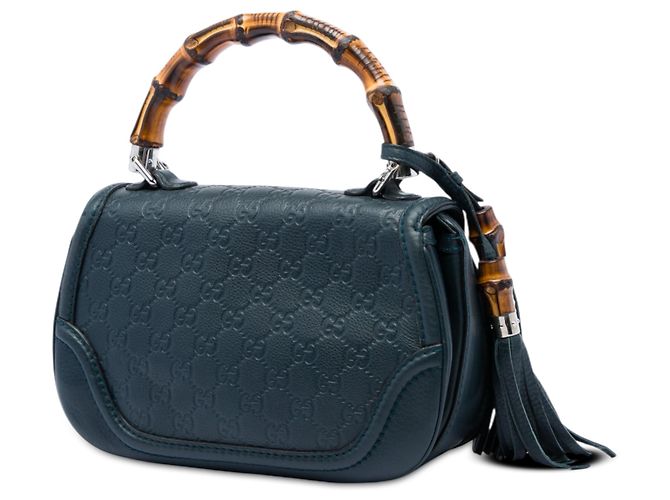 Borsa Gucci Blue Medium Guccissima New Bamboo Top Handle Blu navy - vista 2