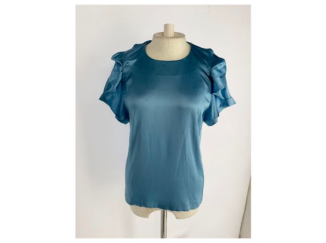 Blusa a maniche corte Chloé in seta blu Blu chiaro - vista 10