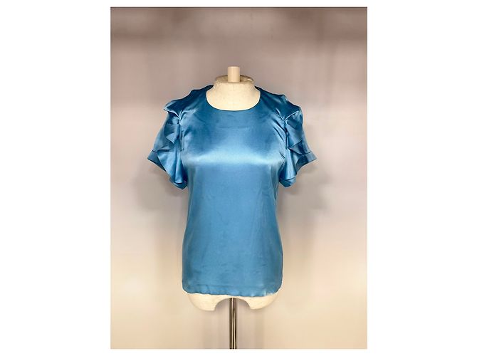 Blusa a maniche corte Chloé in seta blu Blu chiaro - vista 11