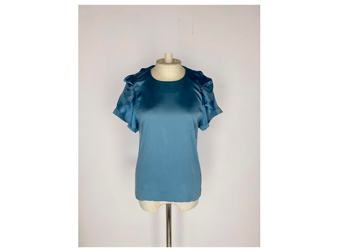 Blusa a maniche corte Chloé in seta blu Blu chiaro - vista 12