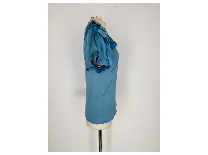Blusa a maniche corte Chloé in seta blu Blu chiaro - vista 15