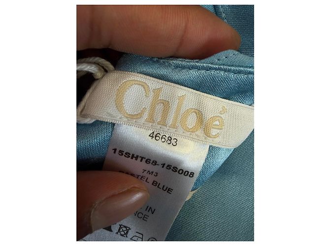Blusa a maniche corte Chloé in seta blu Blu chiaro - vista 18
