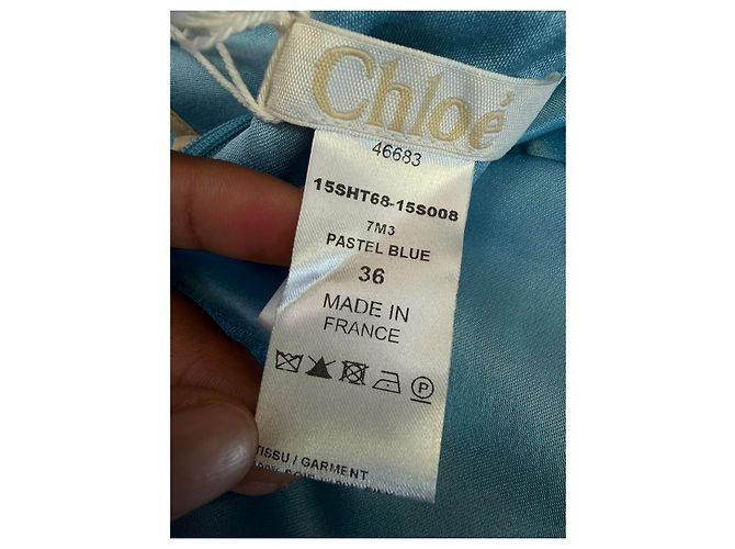 Blusa a maniche corte Chloé in seta blu Blu chiaro - vista 19