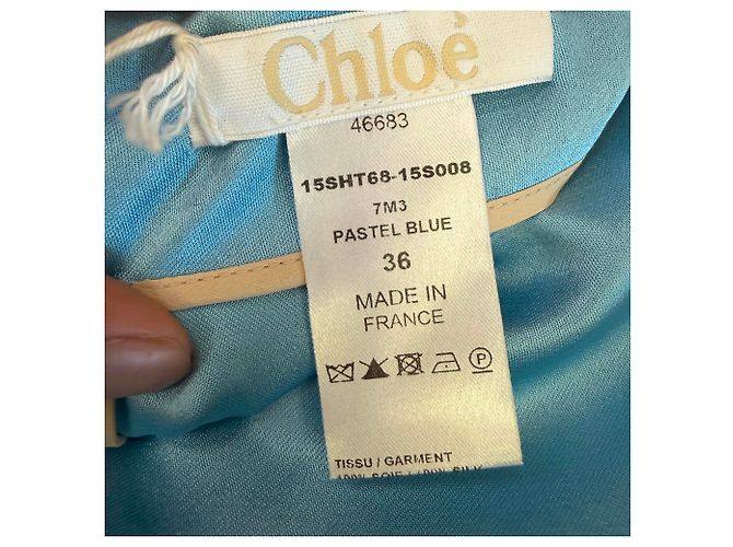 Blusa a maniche corte Chloé in seta blu Blu chiaro - vista 4