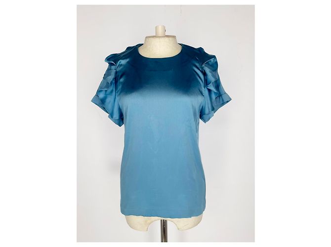 Blusa a maniche corte Chloé in seta blu Blu chiaro - vista 9