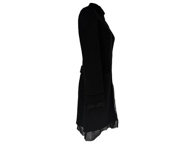 Vestido midi de punto con cuello cisne Dolce & Gabbana en lana negra Negro - vista 2