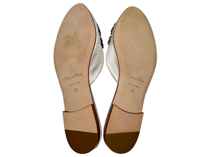 Mules decorate Oscar De La Renta in raso bianco - vista 8