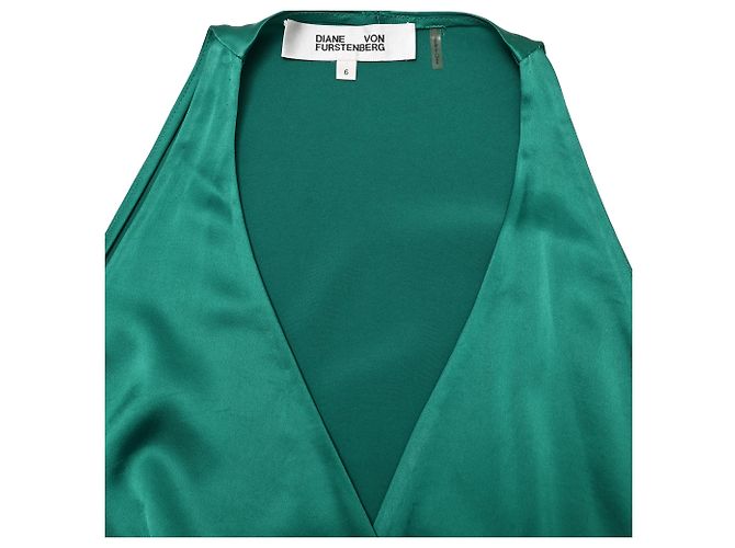 Abito Maxi con scollo a V Diane Von Furstenberg in triacetato verde - vista 4